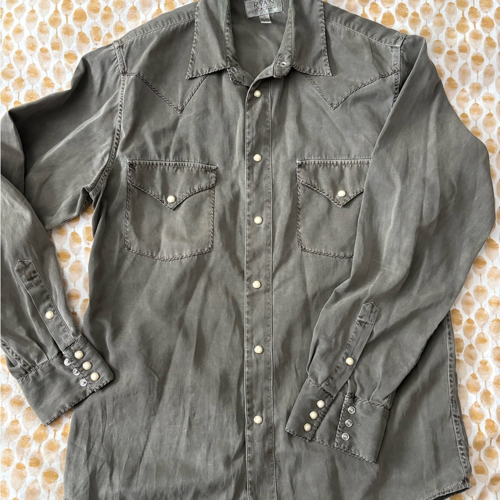 Ryan Michael Men's Gray-Green Western Shirt